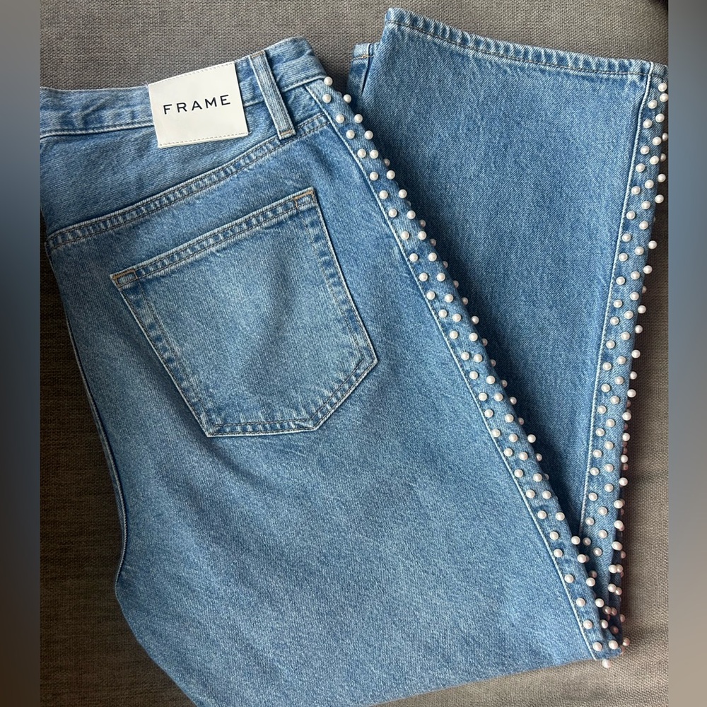 Frame Denim Atelier Le Jane Crop with Pearls size 30